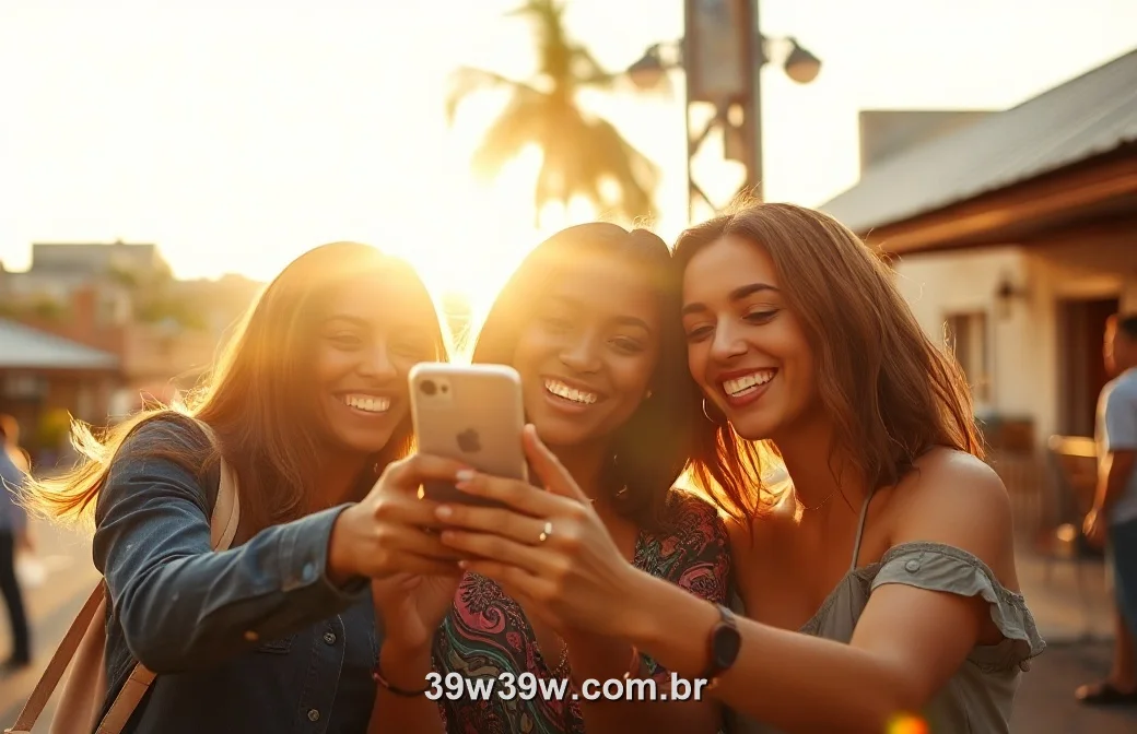 Amigos brasileiros usando o 39W juntos ao ar livre